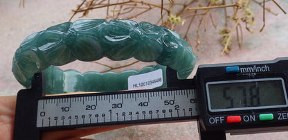 58mm Certified Hand Carved Natural A JADE Jadeite Rose Flower Circle Bangle Bracelet