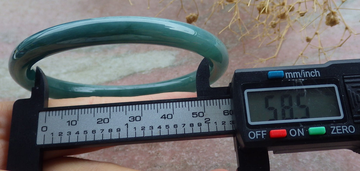 59mm Certified Hand Carved Green Natural A JADE Circle Jadeite Bracelet Bangle