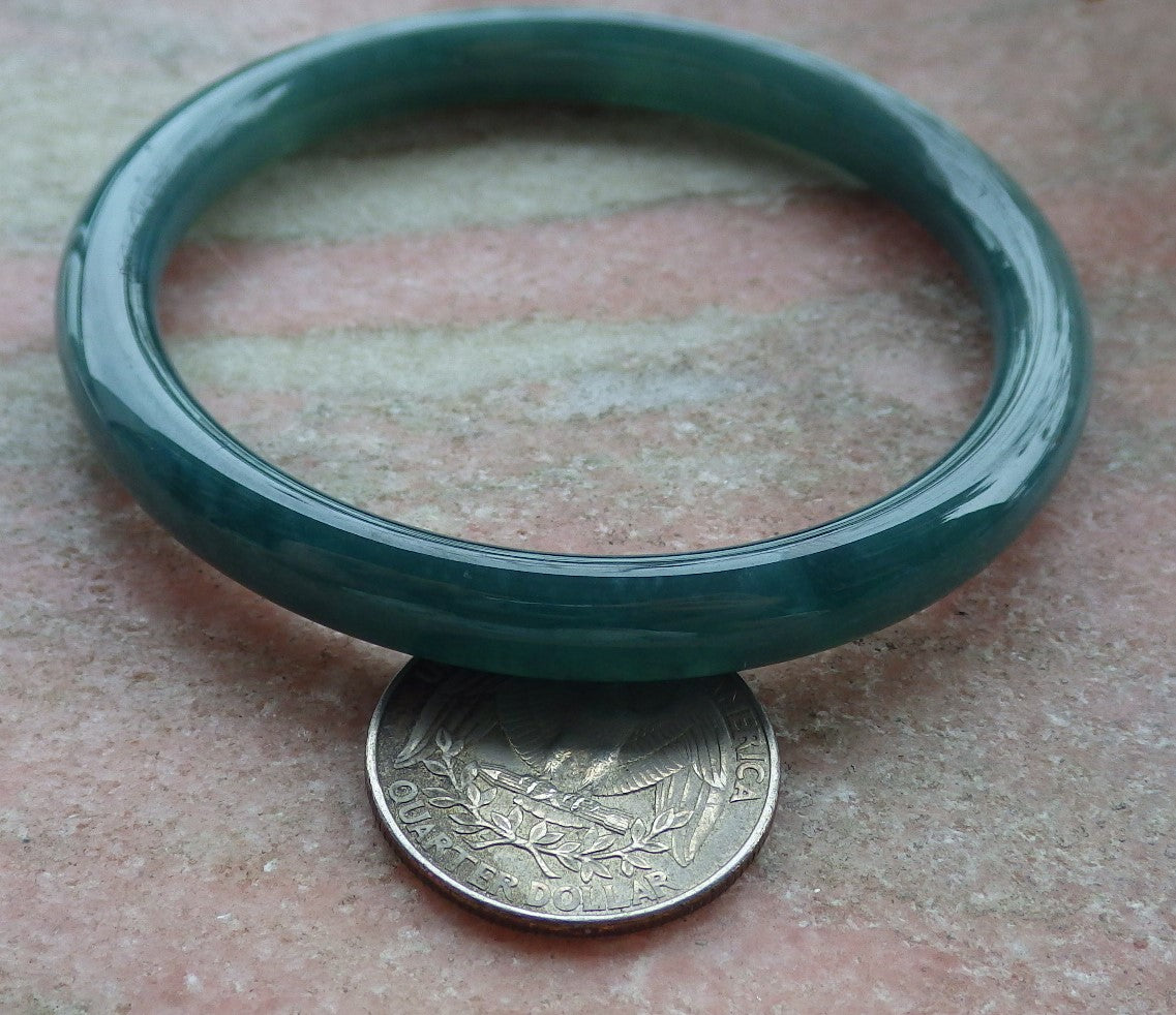 59mm Certified Hand Carved Green Natural A JADE Circle Jadeite Bracelet Bangle