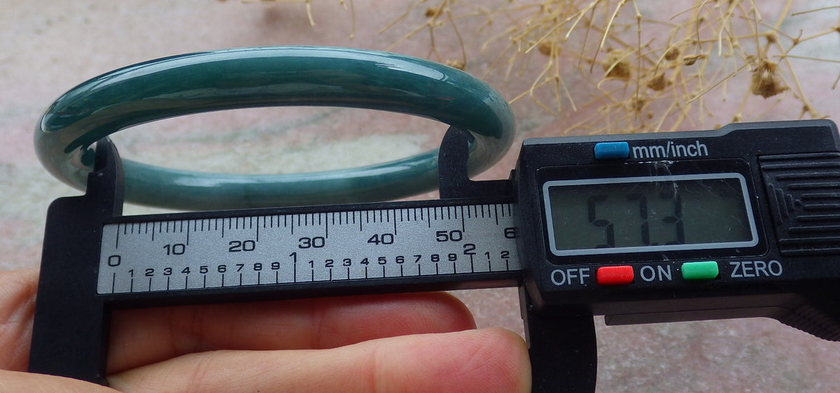 57mm Certified Hand Carved Green Natural A JADE Circle Jadeite Bracelet Bangle