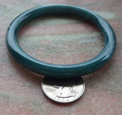 57mm Certified Hand Carved Green Natural A JADE Circle Jadeite Bracelet Bangle