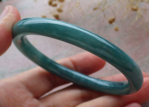 57mm Certified Hand Carved Green Natural A JADE Circle Jadeite Bracelet Bangle
