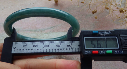 57mm Certified Hand Carved Green Natural A JADE Circle Jadeite Bracelet Bangle