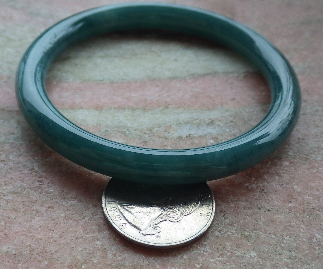 57mm Certified Hand Carved Green Natural A JADE Circle Jadeite Bracelet Bangle