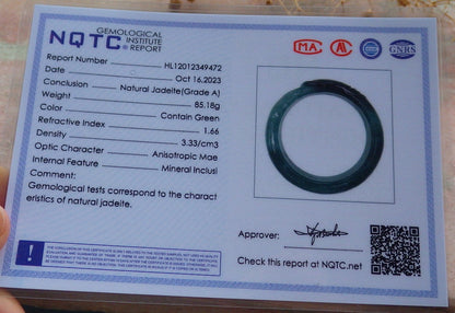 60mm Certified Hand Carved Natural A JADE Jadeite Dragon Fish Circle Bangle Bracelet