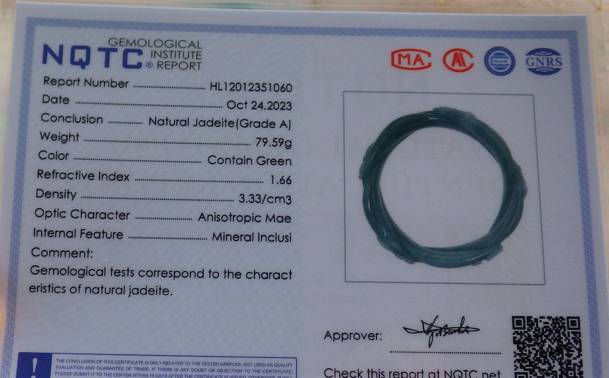 63mm Certified Hand Carved Blue Water Green Natural A JADE Jadeite Flower Knotted Circle Bangle Bracelet