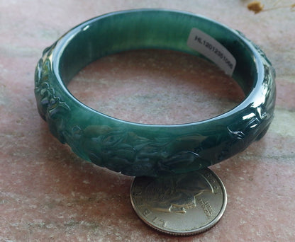 55mm Certified Hand Carved Natural Grade A JADE Jadeite Fish Bangle Bracelet