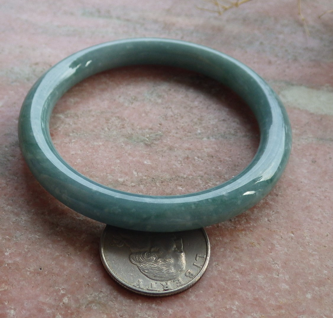 54mm Certified Hand Carved Green Natural A JADE Circle Jadeite Bangle Bracelet