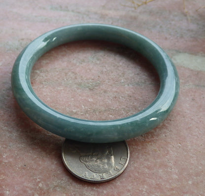 54mm Certified Hand Carved Green Natural A JADE Circle Jadeite Bangle Bracelet
