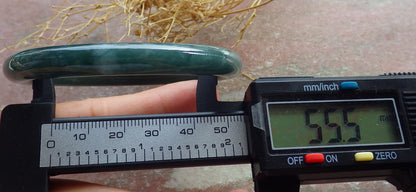 56mm Certified Hand Carved Green Natural A JADE Circle Jadeite Bangle Bracelet