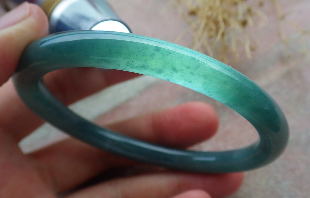 59mm Certified Hand Carved Green Natural A JADE Jadeite Circle Bangle Bracelet