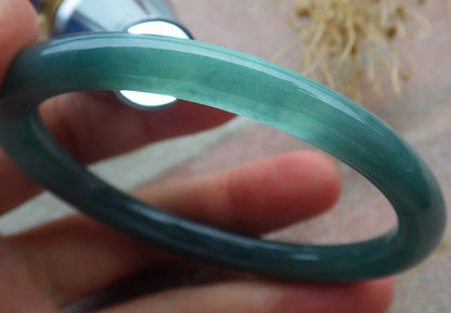 59mm Certified Hand Carved Green Natural A JADE Jadeite Circle Bangle Bracelet