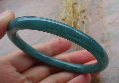59mm Certified Hand Carved Green Natural A JADE Jadeite Circle Bangle Bracelet