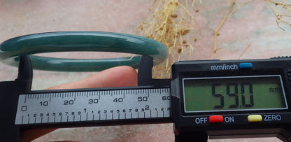 59mm Certified Hand Carved Green Natural A JADE Jadeite Circle Bangle Bracelet