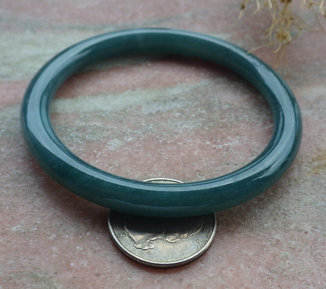 59mm Certified Hand Carved Green Natural A JADE Jadeite Circle Bangle Bracelet