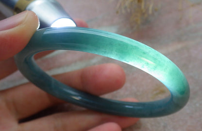 57mm Certified Hand Carved Green Natural Grade A JADE Jadeite Circle Bangle Bracelet
