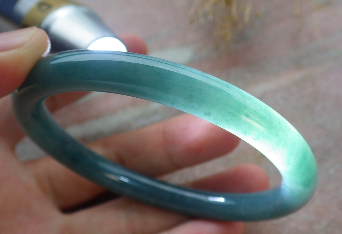 57mm Certified Hand Carved Green Natural Grade A JADE Jadeite Circle Bangle Bracelet