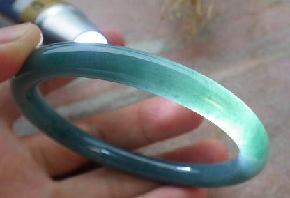 57mm Certified Hand Carved Green Natural Grade A JADE Jadeite Circle Bangle Bracelet