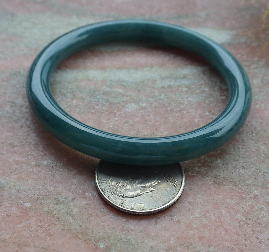 57mm Certified Hand Carved Green Natural Grade A JADE Jadeite Circle Bangle Bracelet