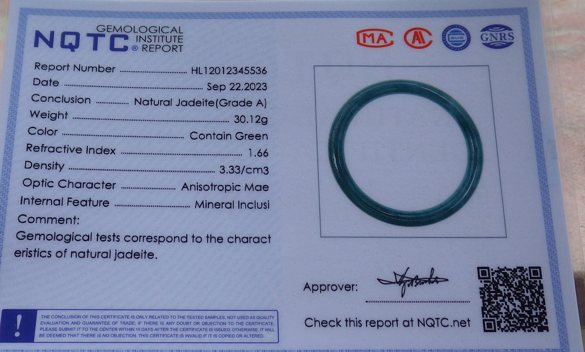 57mm Certified Hand Carved Green Natural Grade A JADE Jadeite Circle Bangle Bracelet