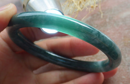 58mm Certified Hand Carved Natural A JADE Circle Jadeite Bracelet Bangle