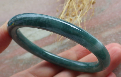 58mm Certified Hand Carved Natural A JADE Circle Jadeite Bracelet Bangle