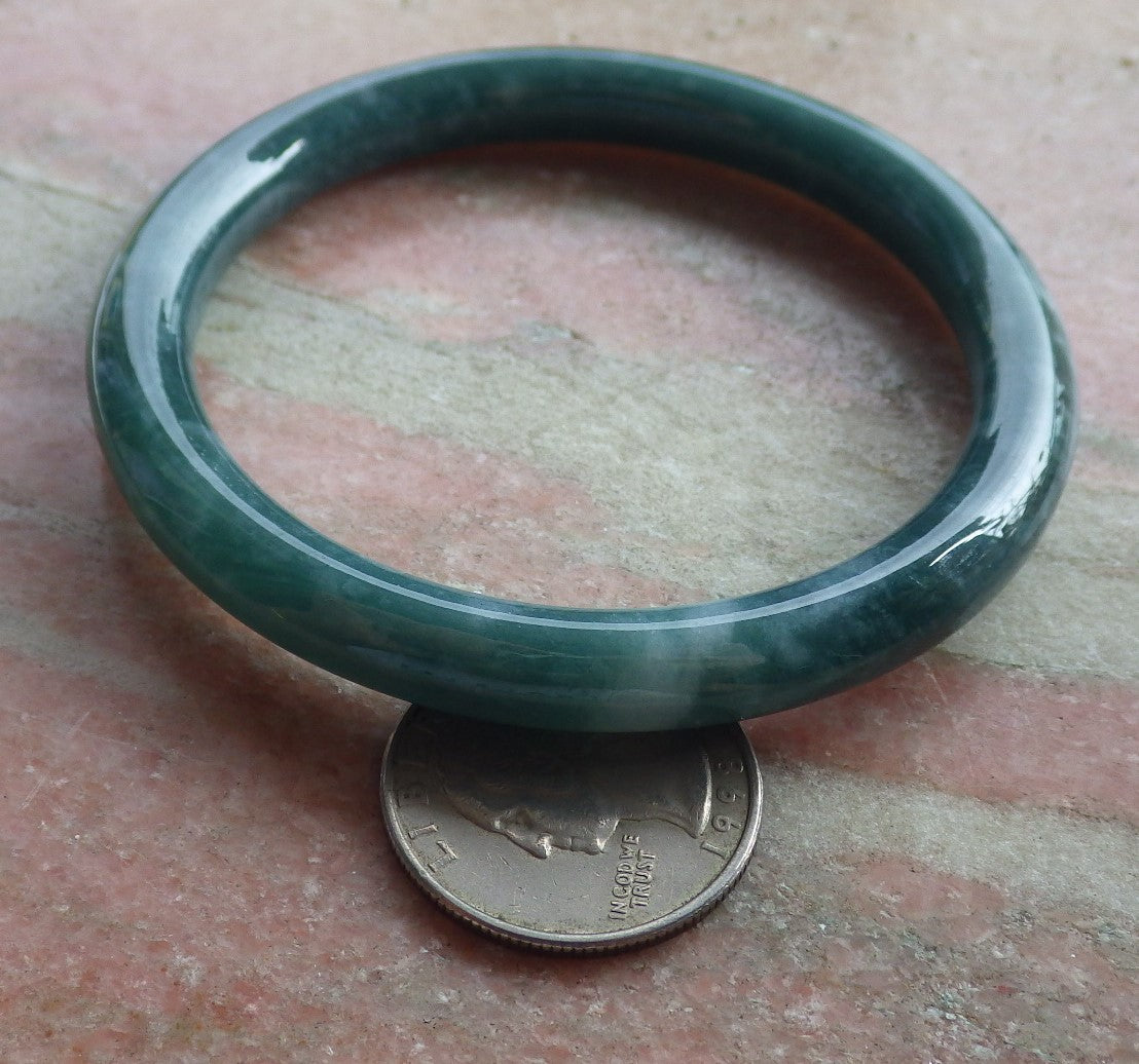 58mm Certified Hand Carved Natural A JADE Circle Jadeite Bracelet Bangle