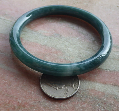 58mm Certified Hand Carved Natural A JADE Circle Jadeite Bracelet Bangle