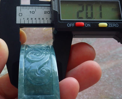 63mm Certified Hand Carved Natural Grade A JADE Jadeite Dragon Phoenix Circle Bangle Bracelet