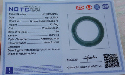 63mm Certified Hand Carved Natural Grade A JADE Jadeite Dragon Phoenix Circle Bangle Bracelet