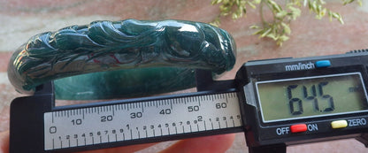 65mm Certified Hand Carved Natural A JADE Jadeite Fox Flower Circle Bangle Bracelet