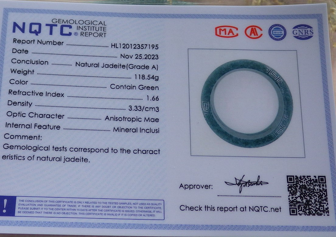 65mm Certified Hand Carved Blue Water Green Natural A JADE Jadeite Phoenix Circle Bangle Bracelet