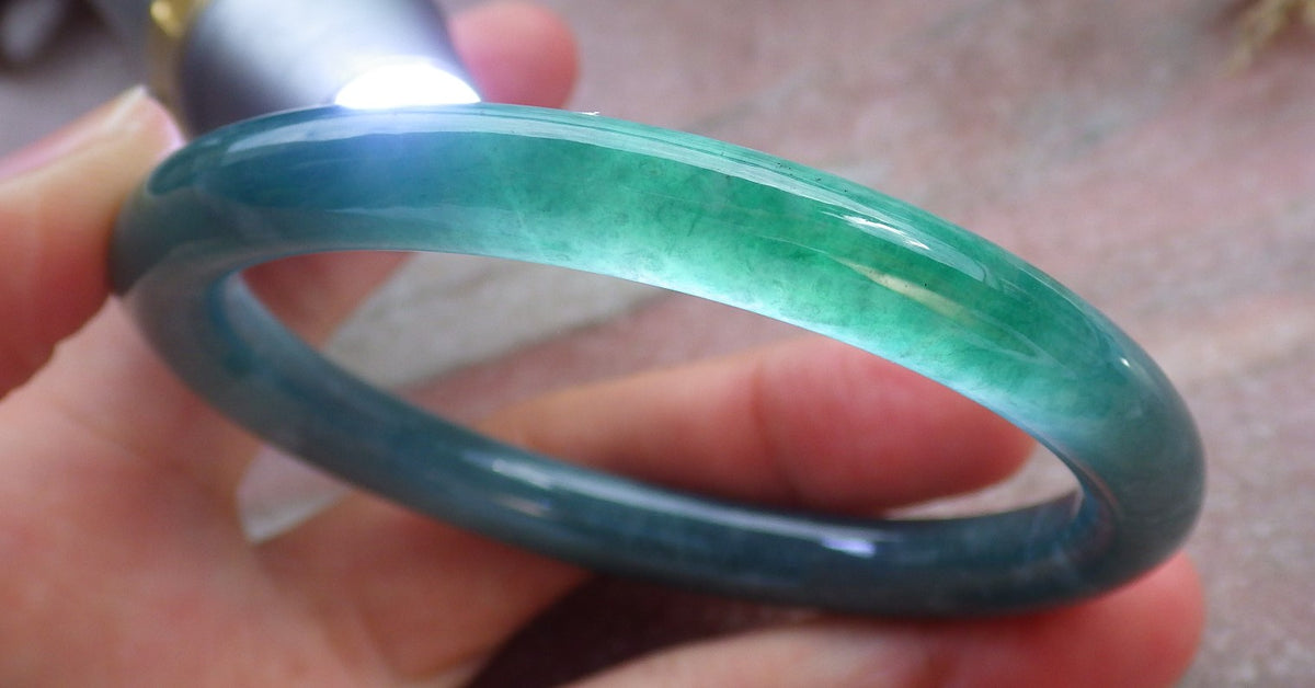 58mm Certified Hand Carved Green Natural Grade A JADE Jadeite Circle Bangle Bracelet