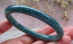 58mm Certified Hand Carved Green Natural Grade A JADE Jadeite Circle Bangle Bracelet