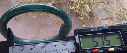 58mm Certified Hand Carved Green Natural Grade A JADE Jadeite Circle Bangle Bracelet