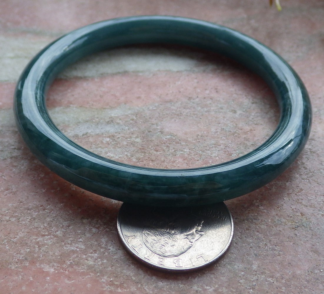 58mm Certified Hand Carved Green Natural Grade A JADE Jadeite Circle Bangle Bracelet
