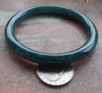 58mm Certified Hand Carved Green Natural Grade A JADE Jadeite Circle Bangle Bracelet