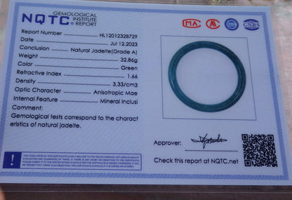 58mm Certified Hand Carved Green Natural Grade A JADE Jadeite Circle Bangle Bracelet
