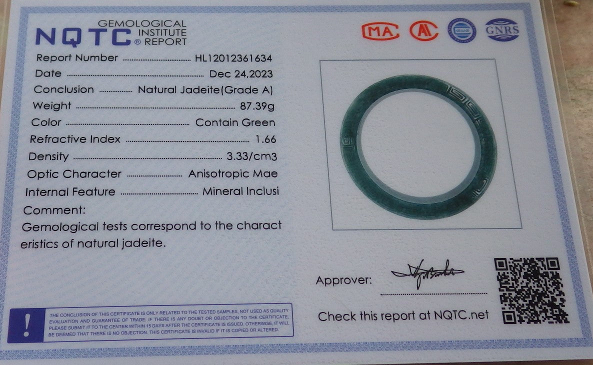 64mm Certified Hand Carved Natural Grade A JADE Jadeite Dragon Phoenix Circle Bangle Bracelet