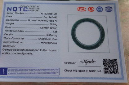64mm Certified Hand Carved Natural Grade A JADE Jadeite Dragon Phoenix Circle Bangle Bracelet