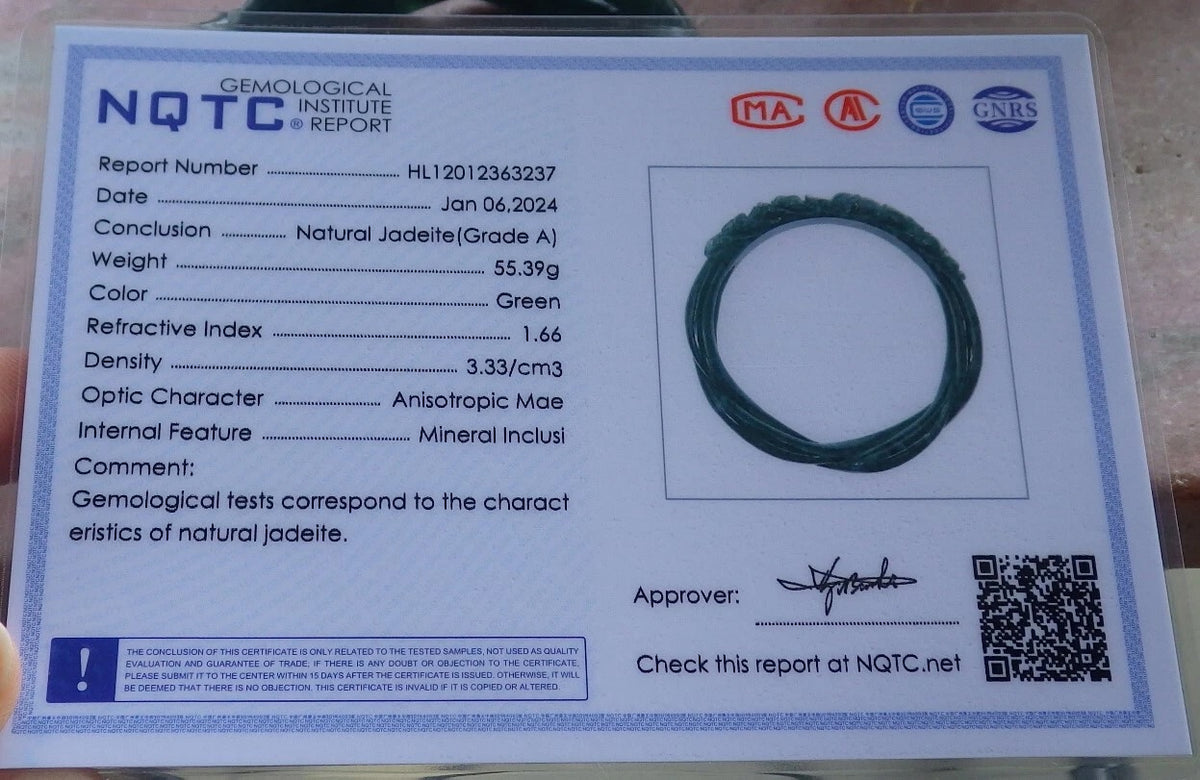 63mm Certified Hand Carved Icy Blue Green Natural A JADE Jadeite Flower Knotted Circle Bangle Bracelet