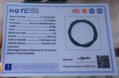 63mm Certified Hand Carved Icy Blue Green Natural A JADE Jadeite Flower Knotted Circle Bangle Bracelet