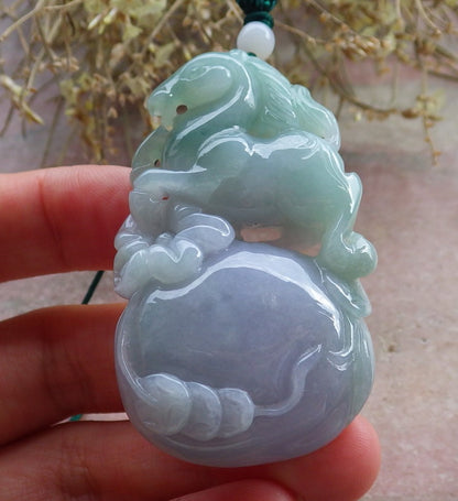 Certified Hand Carved Natural Green Myanmar Burma A Jade jadeite Pendant Necklace 14 Pcs