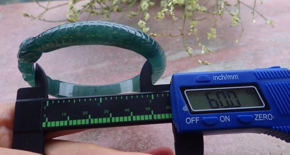 60mm Certified Hand Carved Green Natural A JADE Jadeite Snake Circle Bangle Bracelet
