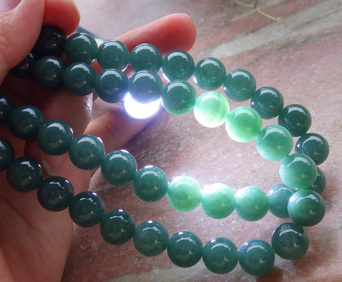 Certified Hand Carved Natural Myanmar Burma A Jade Jadeite Circle 10mm Bead Beads Necklace 26 inches
