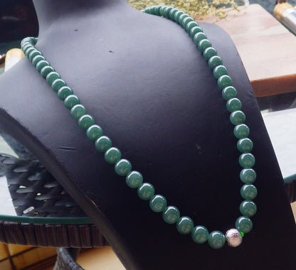 Certified Hand Carved Natural Myanmar Burma A Jade Jadeite Circle 10mm Bead Beads Necklace 26 inches