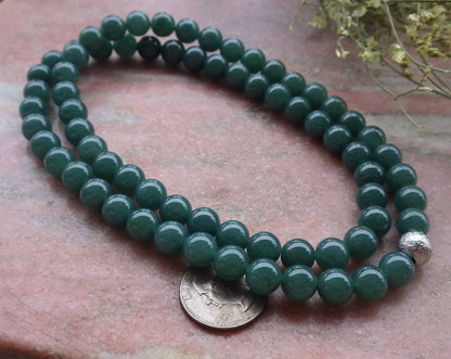 Certified Hand Carved Natural Myanmar Burma A Jade Jadeite Circle 10mm Bead Beads Necklace 26 inches