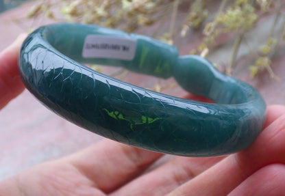 59mm Certified Hand Carved Blue Water Green Natural A JADE Jadeite Dragon Circle Bangle Bracelet