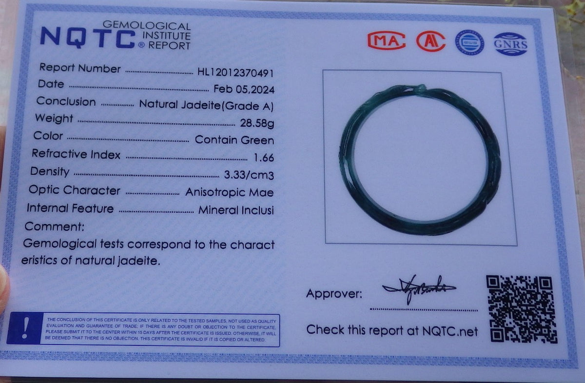 60mm Certified Hand Carved Icy Blue Water Green Natural A JADE Jadeite Fox Circle Bangle Bracelet