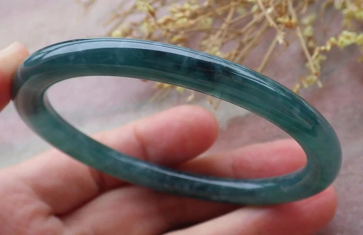 58mm Certified Hand Carved Natural A JADE Circle Jadeite Bangle Bracelet